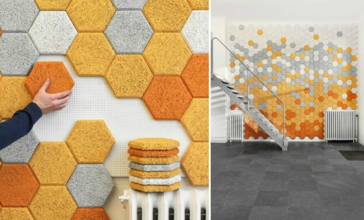 deco-idéer vägg-paele-färgade-trä splinter-cement-gul-orange-grå