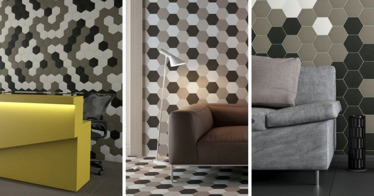 dekoration-idéer-väggplattor-monokrom-bikakestimulering-hexagon-design