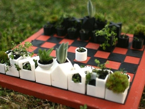 trädgård schackbräda blomkrukor-mini biotop trädgård dekoration