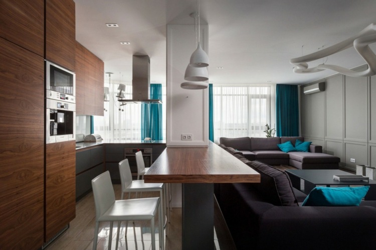 deco-blue-open-kitchen-counter-room divider-idé