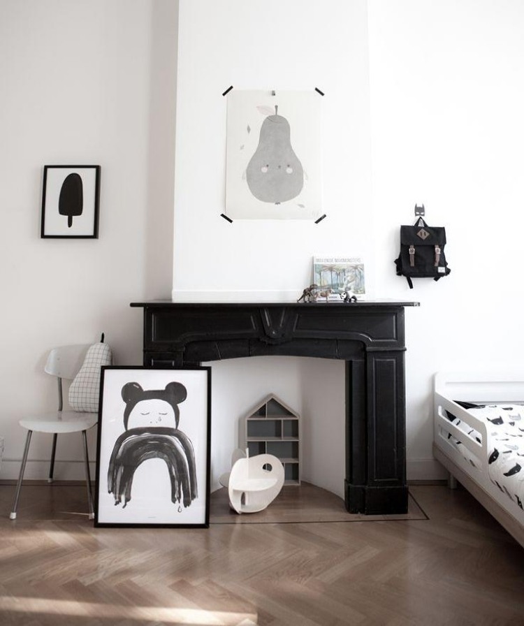 deco-öppen spis-barnrum-vardags-idéer-svart-vit-minimalistisk-modern-skandinavisk