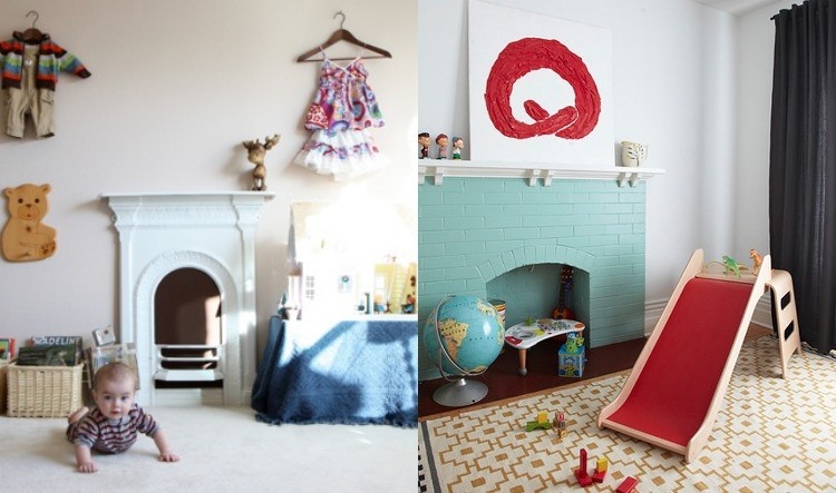 deco-öppen spis-barnrum-vardags-idéer-baby-matta-rutschbana-leksaker-deco