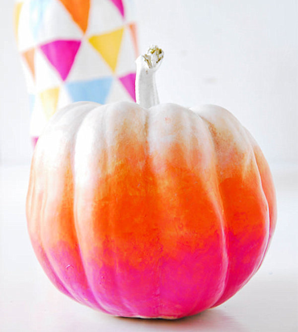 moderna ombre pumpa deco förslag design mångfärgad färgglad höstinredning
