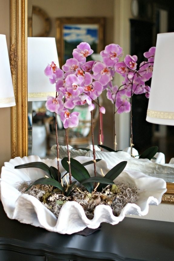 känsliga original idéer toalettbord spegel blommor dekoration