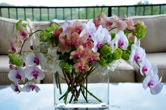 terrass balkong eller trädgård design vas orkidéer