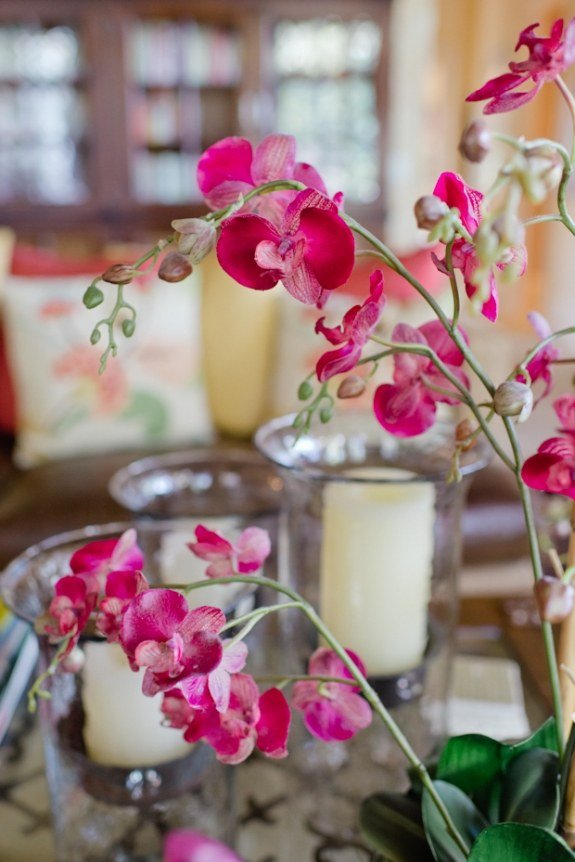rosa orkidéer ljus trevlig atmosfär deco kuddar