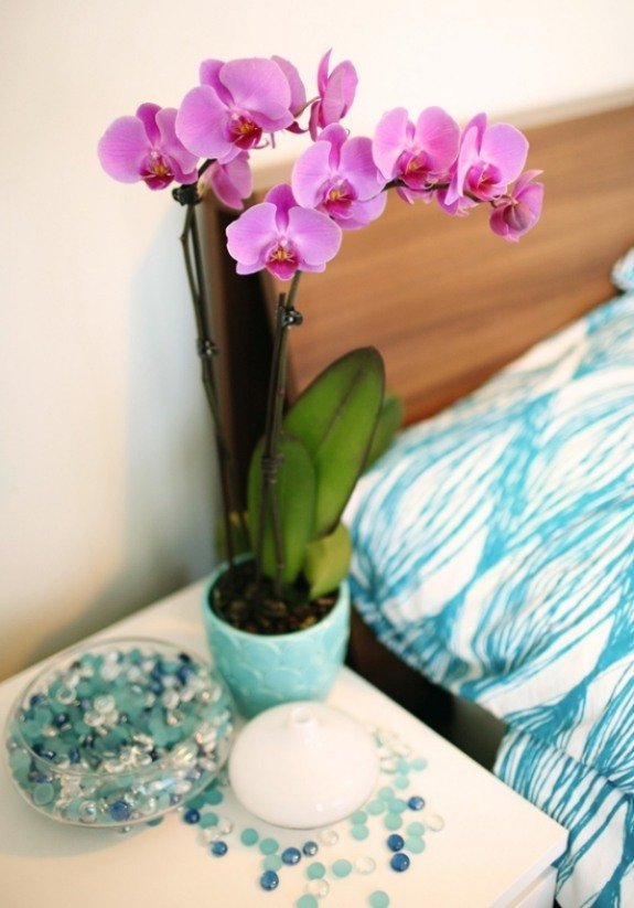 ljus lila färg blå sovrum sängkläder idéer