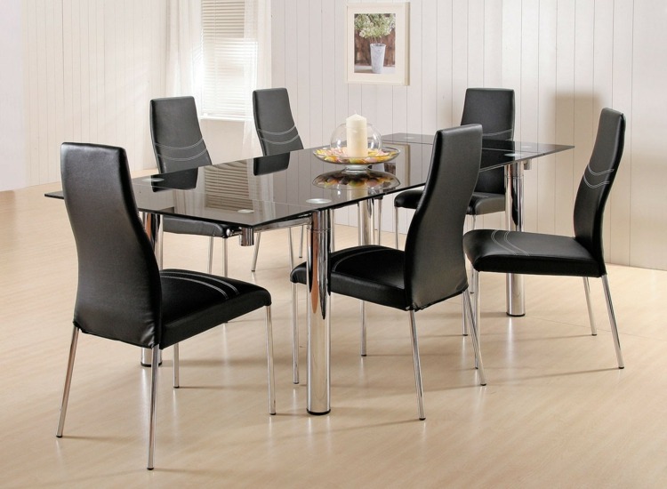 dekoration med ljus modern matbord läder stolar glas idé