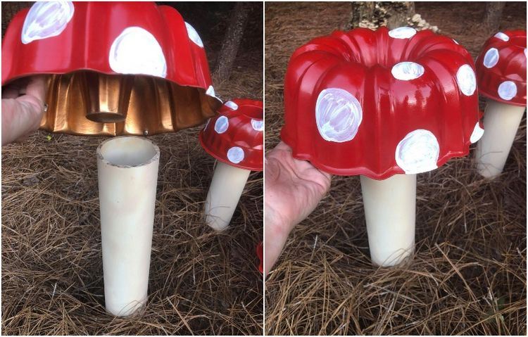 Gör stora dekorativa svampar till trädgården själv från Gugelhupf PVC -rör