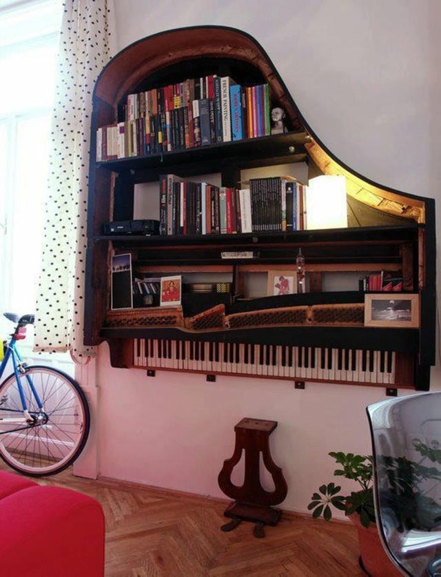 hyllböcker piano piano väggdekoration original