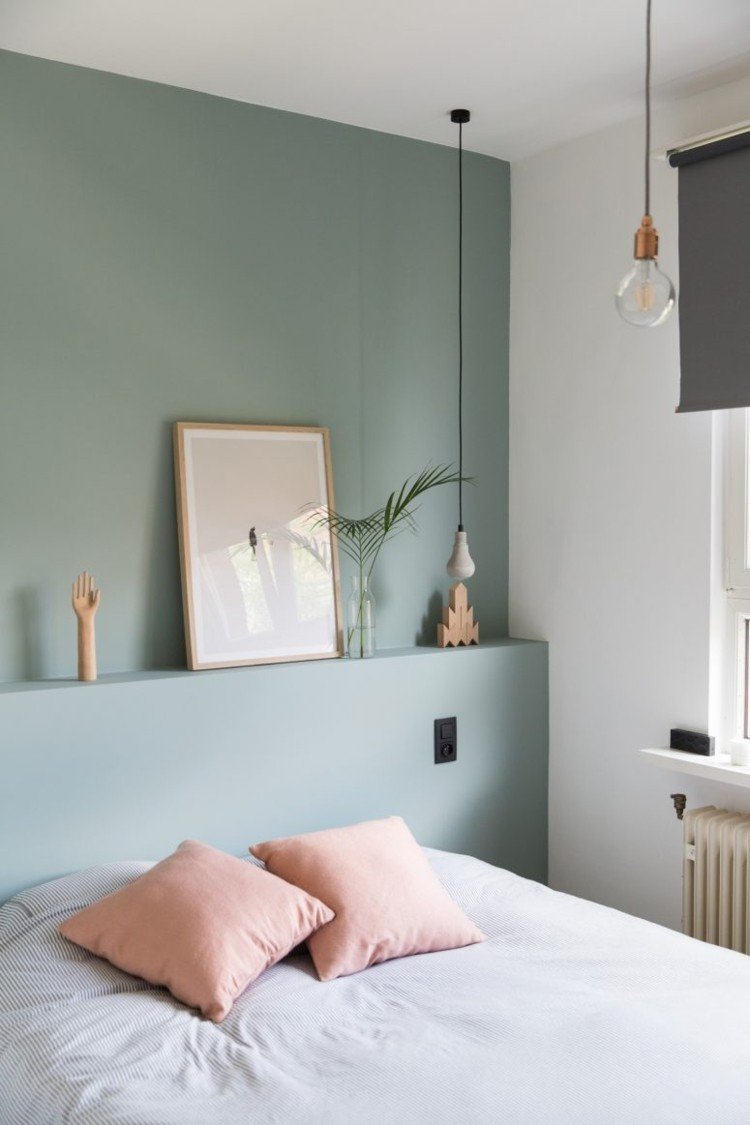 sovrum modern färgdesign vägg salvia grön