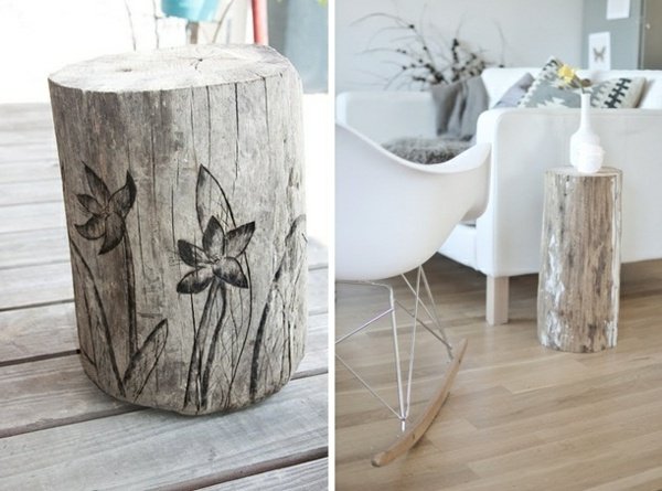 Gör ett trädstammsbord själv, måla ditt vardagsrum