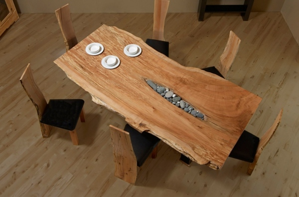 Matsal feng shui stil trä svarta stolar