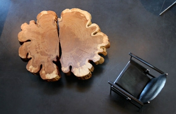 Soffbord trädstam design trä svart