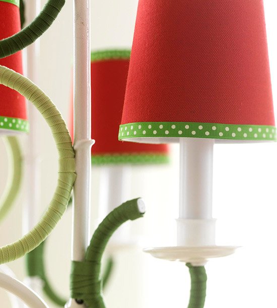 Lampskärmsband Rött grönt julpynt