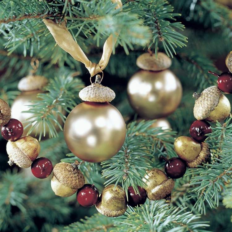 dekoration för julkrans guld ekollon bär bollar