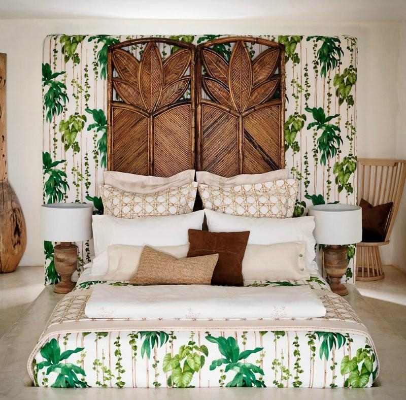 Dekoration-vår-exotiska-textilier-säng-sänggavel