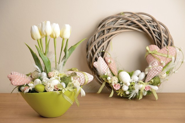 Gryta påskägg sydda små tyg hjärtan dekoration för påsk