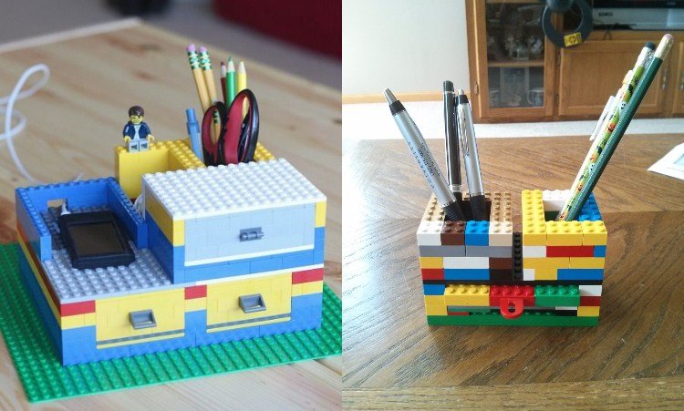 Lego pennhållare från gamla leksaker skapar idéer för upcycling
