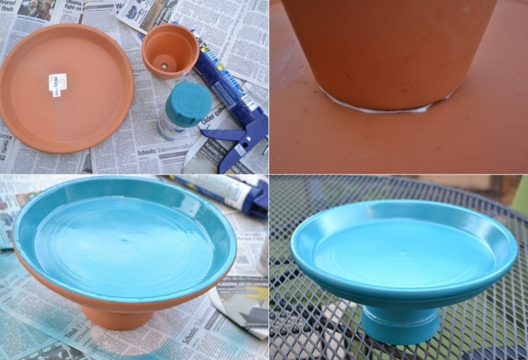 Bygg en behållare för vattnet själv med terrakotta eller lera och färg