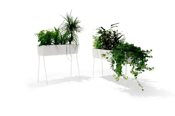 modern planterare med ram-offecct grön-piedestal-front