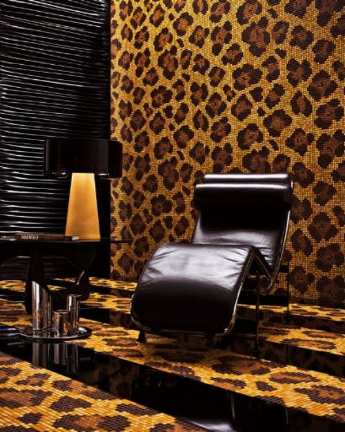 Dekorativa mosaikplattor leopard skin look glas