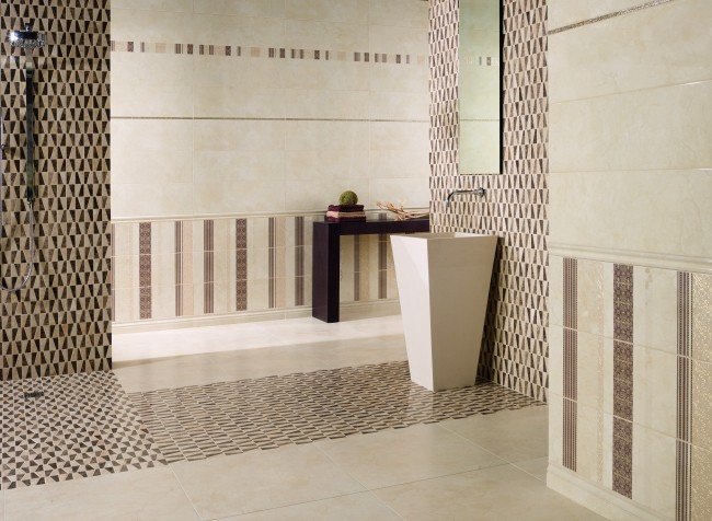 badrumsplattor keramiska mosaikbeige tapeter SOLIMAN