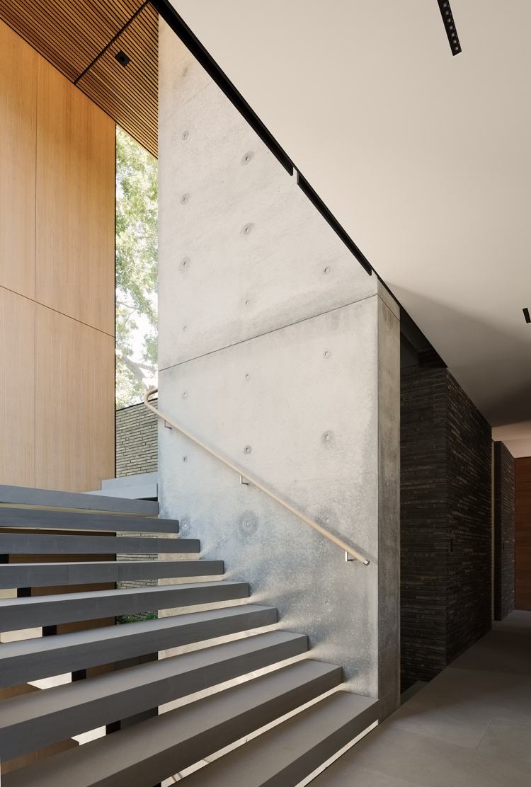 dekorativa tegelvägg bottenvåningen inredning design betongvägg modern