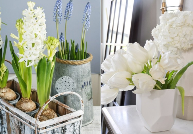Vintage stil för dekoration efter påsk med blommor i vitt