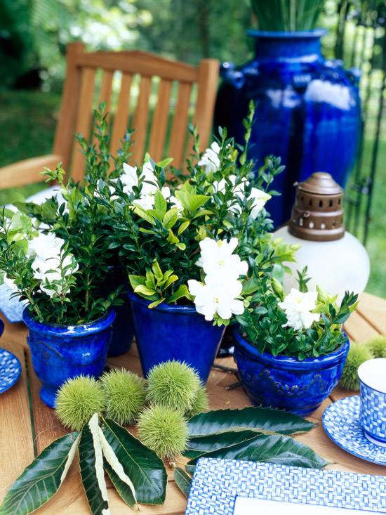 idéer trädgårdsdesign billiga möbleringsskålar blå