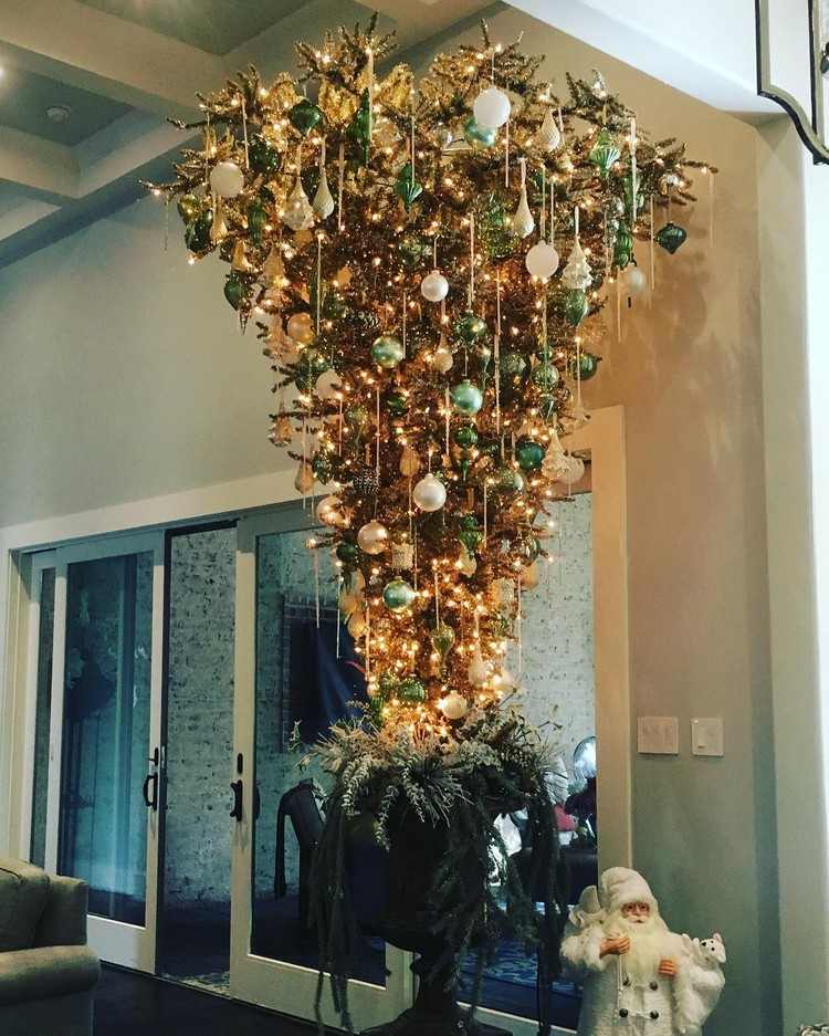 hängande julgran dekorera guldgrönt