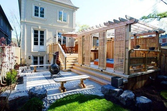 trädgård pergola trä idéer för badtunna trädgård uteplats