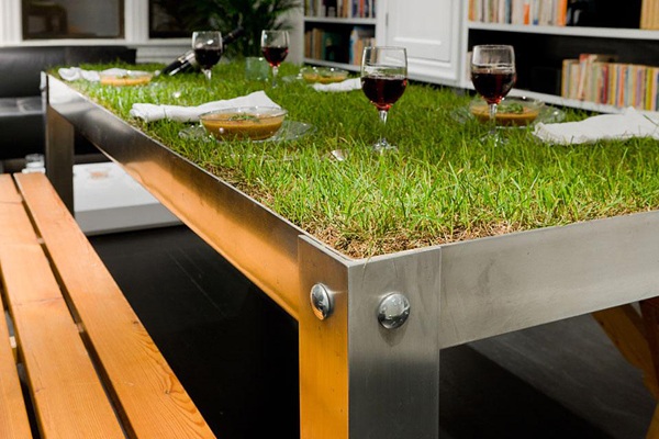 Designer matbord PicNYC matsal i grönt gräsäng