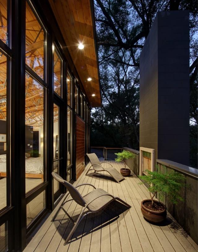 Modern design-trä terrass solstolar med armstöd-taklampor inbyggda