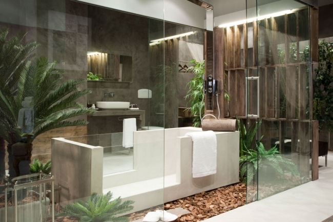 badrumsglasväggar trädgård eden som ett modernt designer sovrum