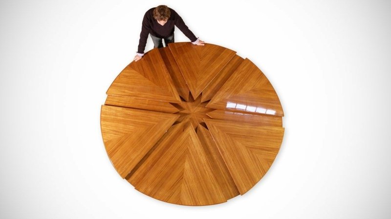 utdragbart matbord fletcher capstan idé rund form stor