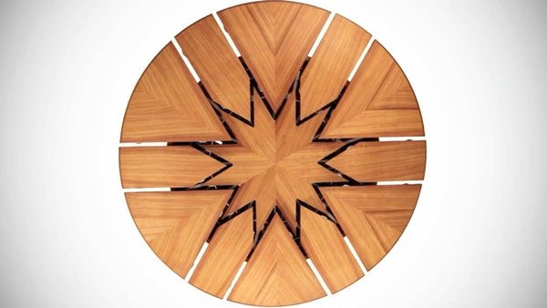 Utdragbart matbord, massivt trä, rund, innovativ design