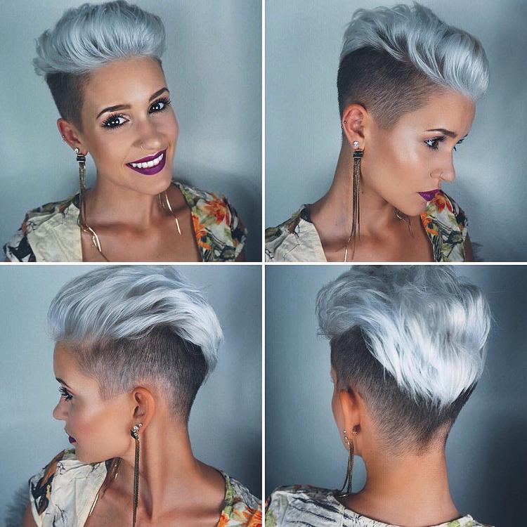 Mohikansk snitt för kvinnor silver trend modern
