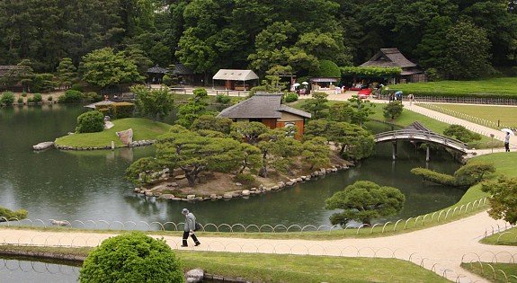 delar av japansk trädgårdsarbete ovanifrån