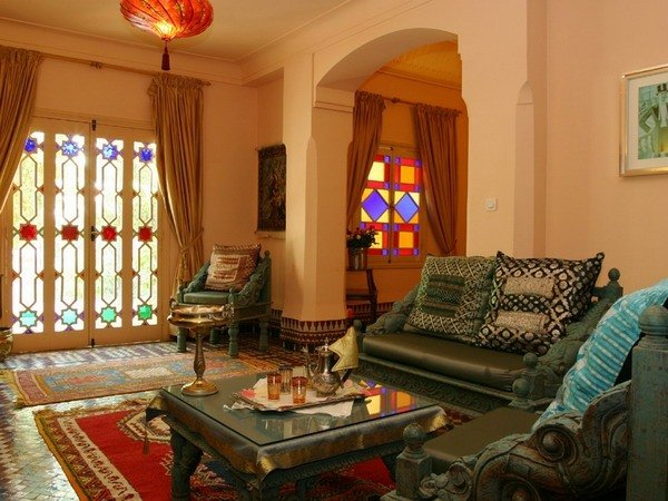 orientaliska levande dekorativa kuddar grön soffa Kilim
