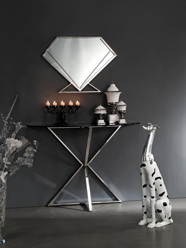 hall spegel diamant form konsol bord ljusstake dalmatin staty