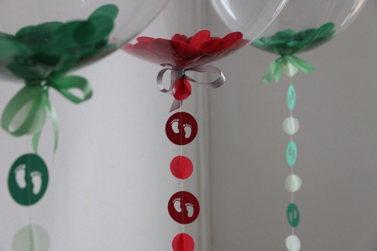 baby shower dekoration idé helium ballonger konfetti fylld