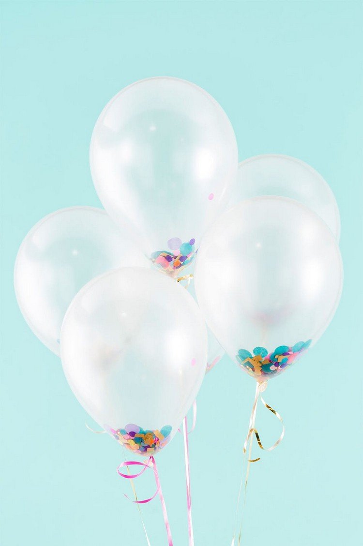 fyllda ballonger med konfetti fest dekoration idé