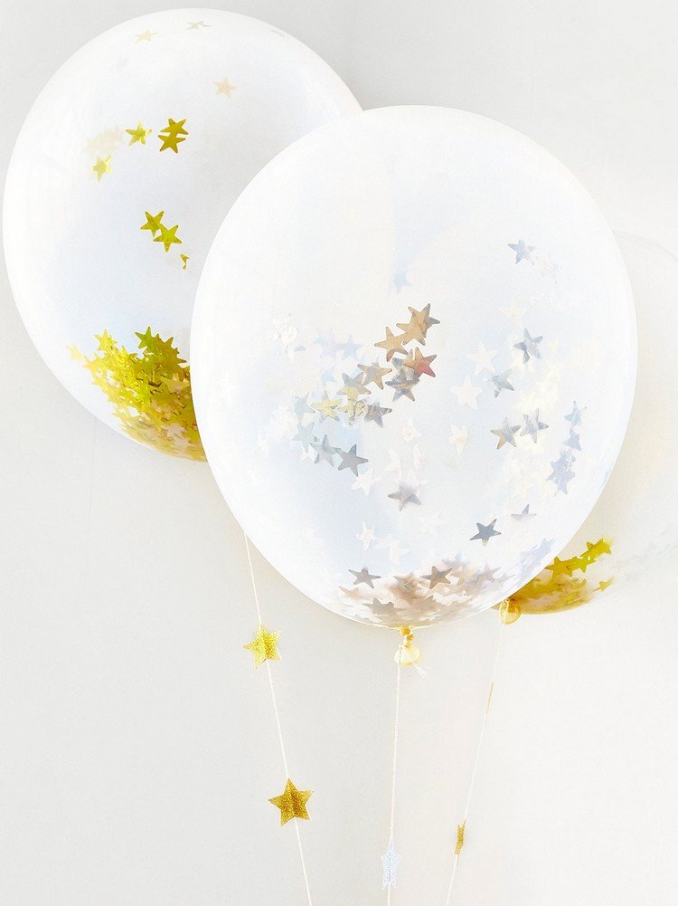 fyllda ballonger glitter stjärnor dekoration