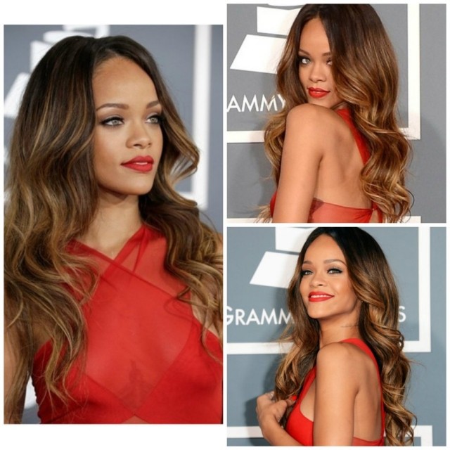 Rihanna-Ombre-Hair-Long-Wavy-Grammy-Awards-2013