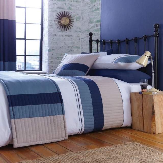 Välj tyg sängkläder blåvitt dekorationsmaterial