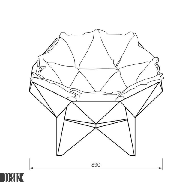 q1 design fåtölj odesd2 triangelklädsel illustration