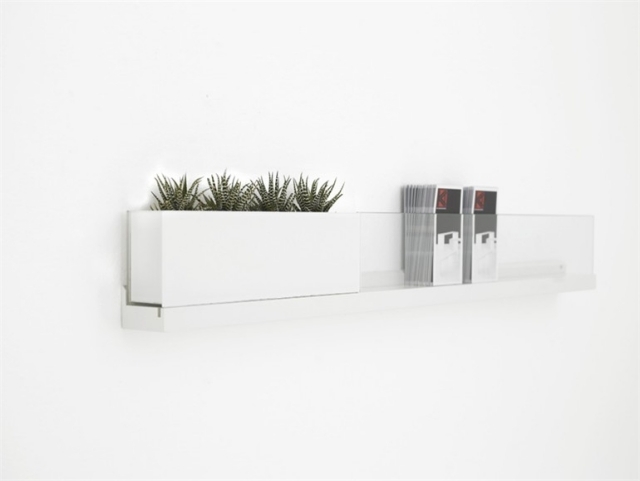 Design blomsterdosa glas vit front display system