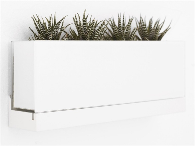 design flower box främre väggfäste vit