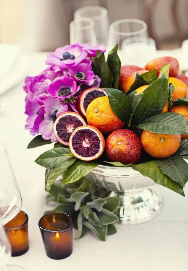 bordsdekoration design frukt torkad bukett